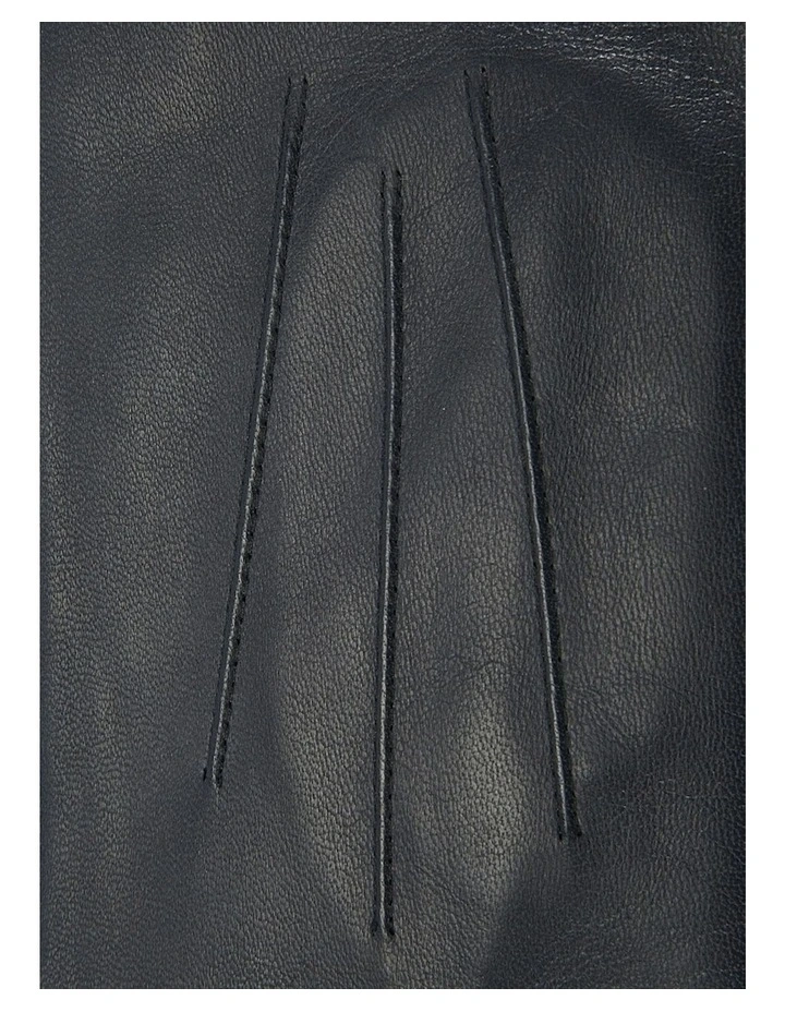 Womens Silk Lined Leather Gloves in Navy image 5