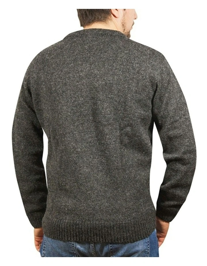 V Neck Knit Pullover Jumper in Charcoal image 2