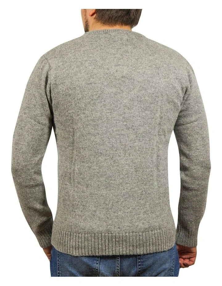 V Neck Knit Pullover Jumper in Grey image 2
