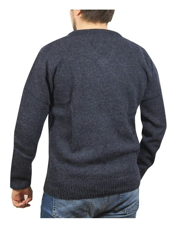 V Neck Knit Pullover Jumper in Navy image 2