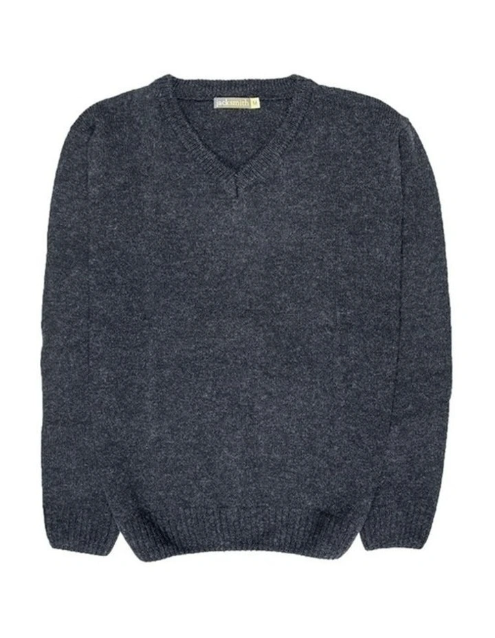 V Neck Knit Pullover Jumper in Navy image 4