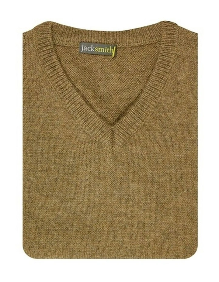 V Neck Knit Pullover Jumper in Nutmeg image 3