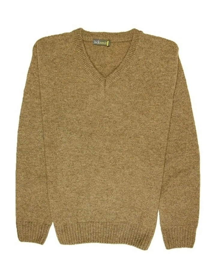 V Neck Knit Pullover Jumper in Nutmeg image 4