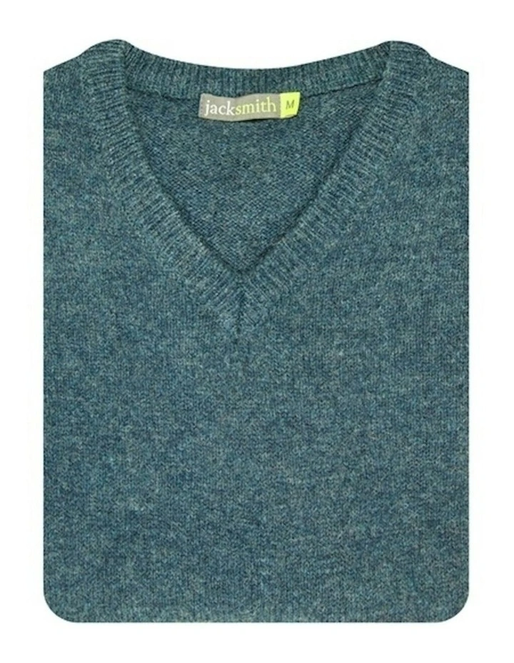 Mens Shetland Wool V Neck Knit Sweater in Sherwood image 3