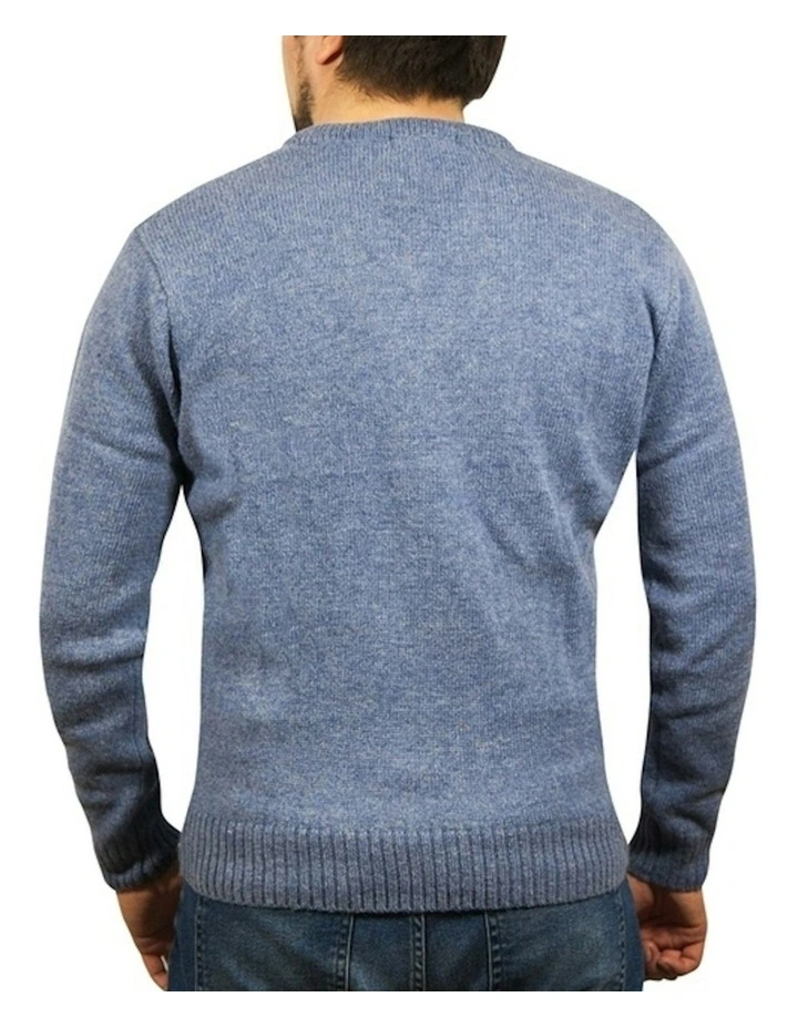 V Neck Knit Pullover Jumper in Sky image 2