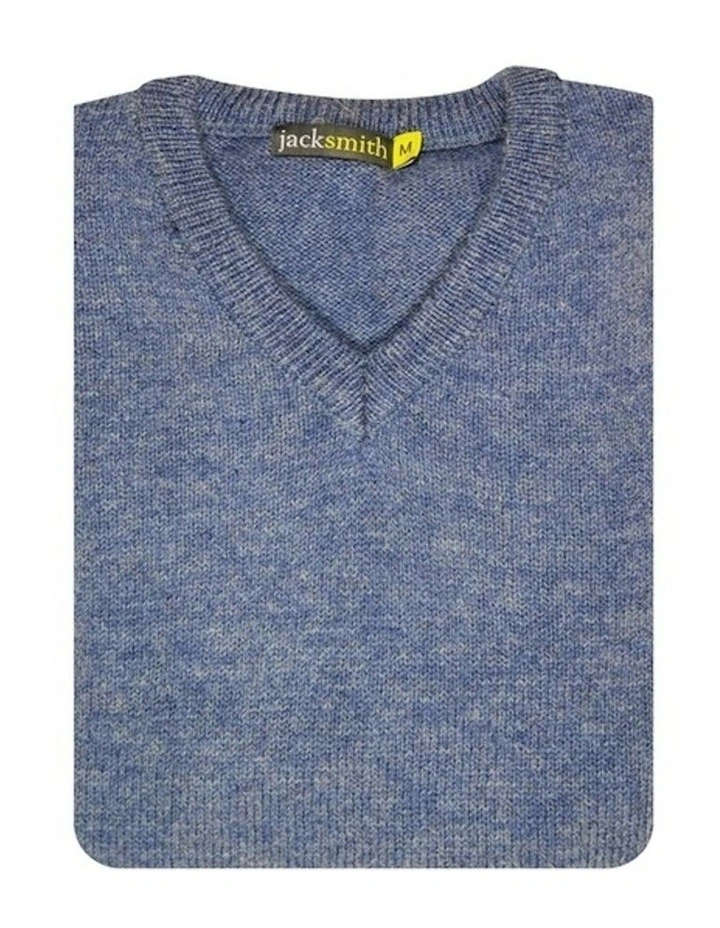 V Neck Knit Pullover Jumper in Sky image 3