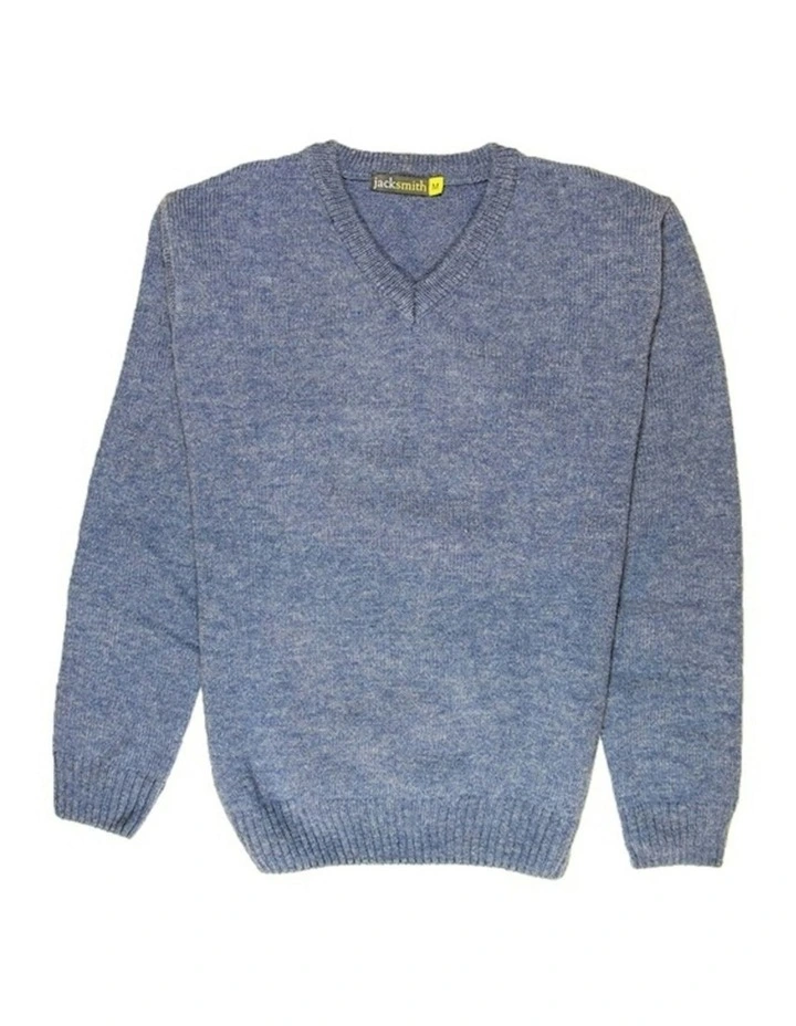 V Neck Knit Pullover Jumper in Sky image 4