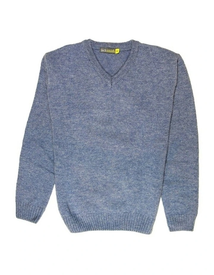 V Neck Knit Pullover Jumper in Sky image 4