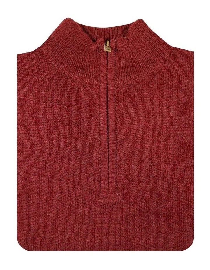 Half Zip Up Knit Pullover Jumper in Burgundy image 3