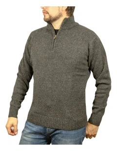 Half Zip Up Knit Jumper in Charcoal