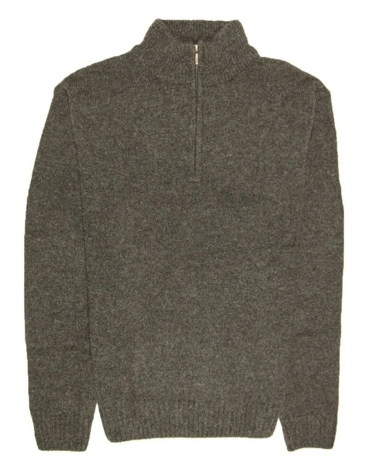 Half Zip Up Knit Jumper in Charcoal image 3