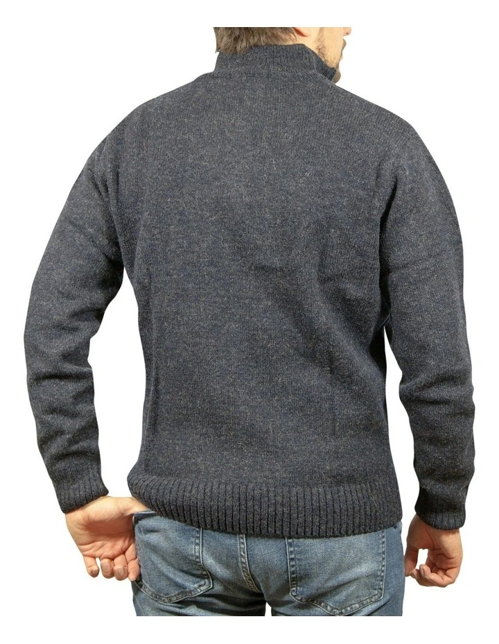 Half Zip Up Knit Jumper in Blue image 2