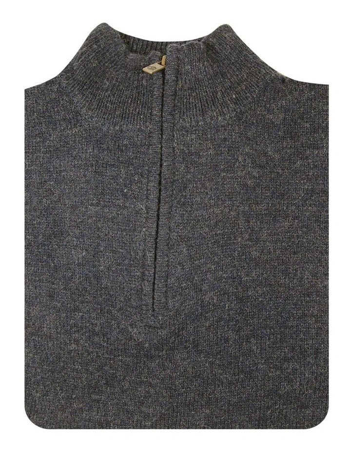 Mens Shetland Ragg Wool Half Zip Up Knit Sweater in Denim Blue image 3