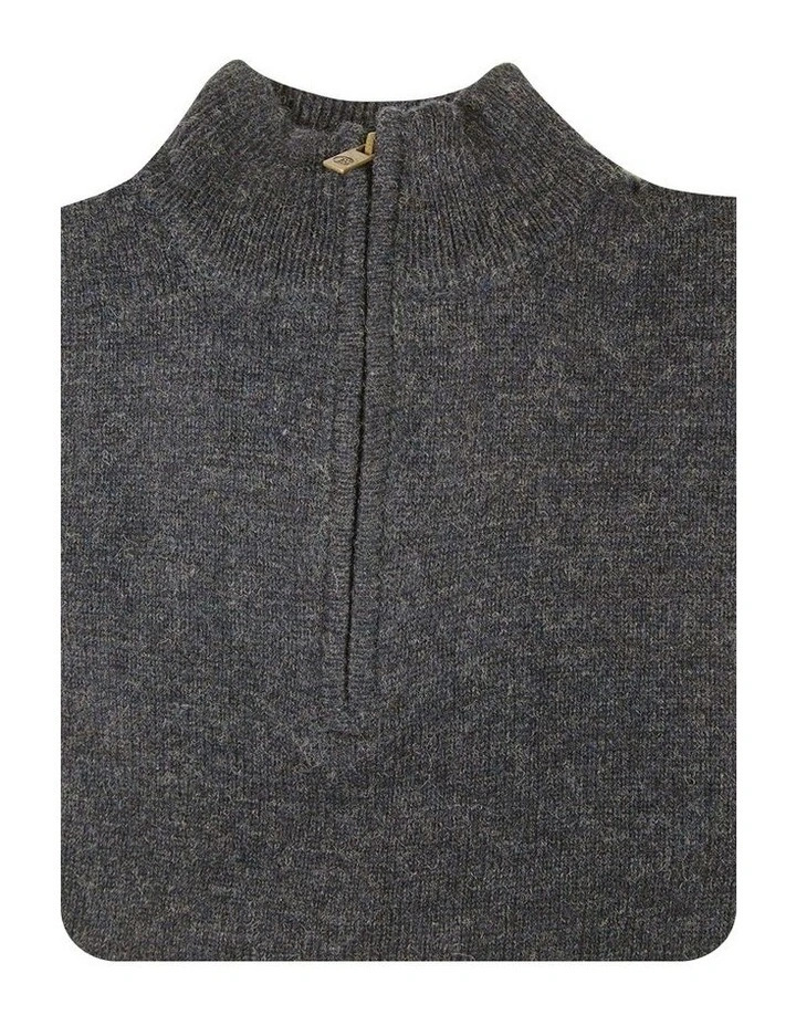 Half Zip Up Knit Jumper in Blue image 3