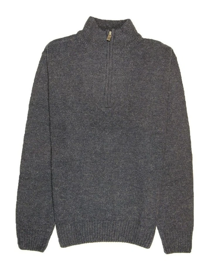 Half Zip Up Knit Jumper in Blue image 4