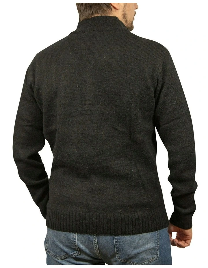 Half Zip Up Knit Jumper in Black image 2