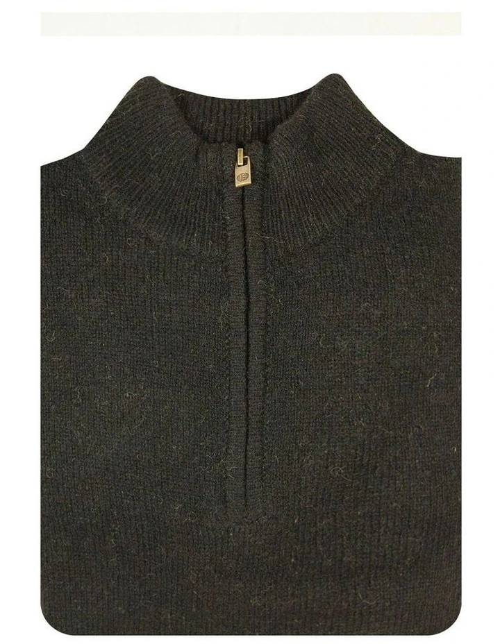 Half Zip Up Knit Jumper in Black image 3