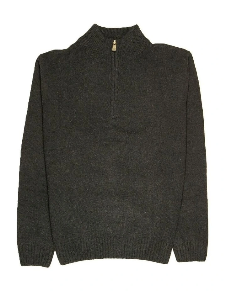 Half Zip Up Knit Jumper in Black image 4