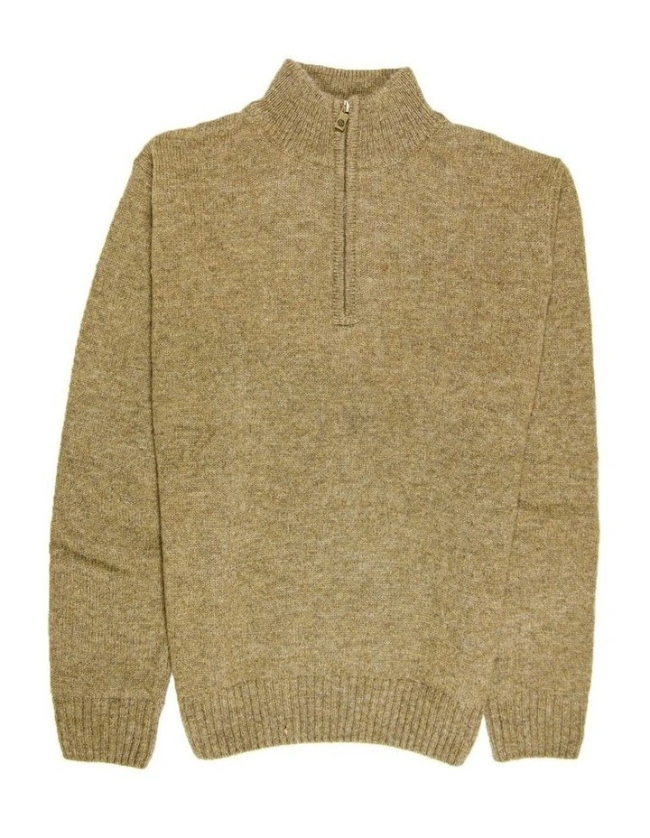 Half Zip Up Knit Jumper in Beige image 4