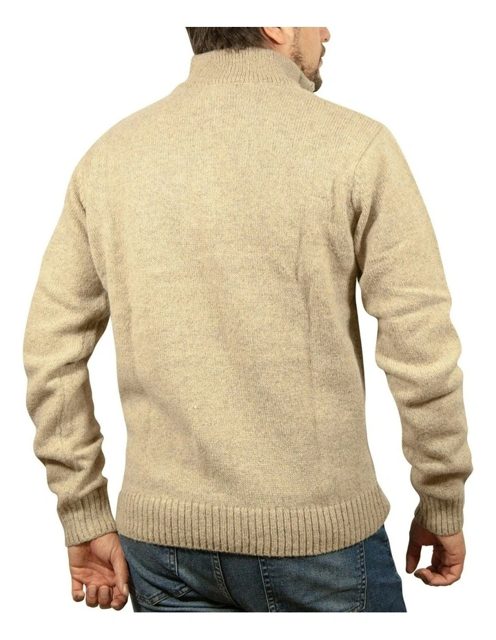 Half Zip Up Knit Jumper iin Grey image 2
