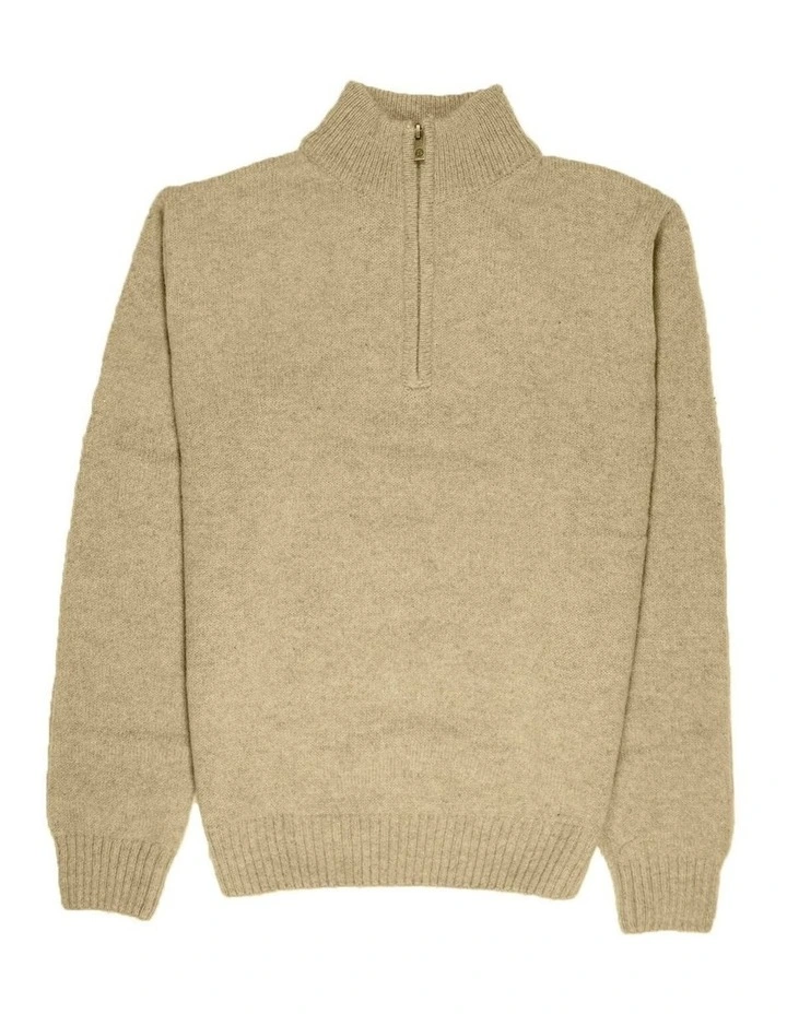 Half Zip Up Knit Jumper iin Grey image 4