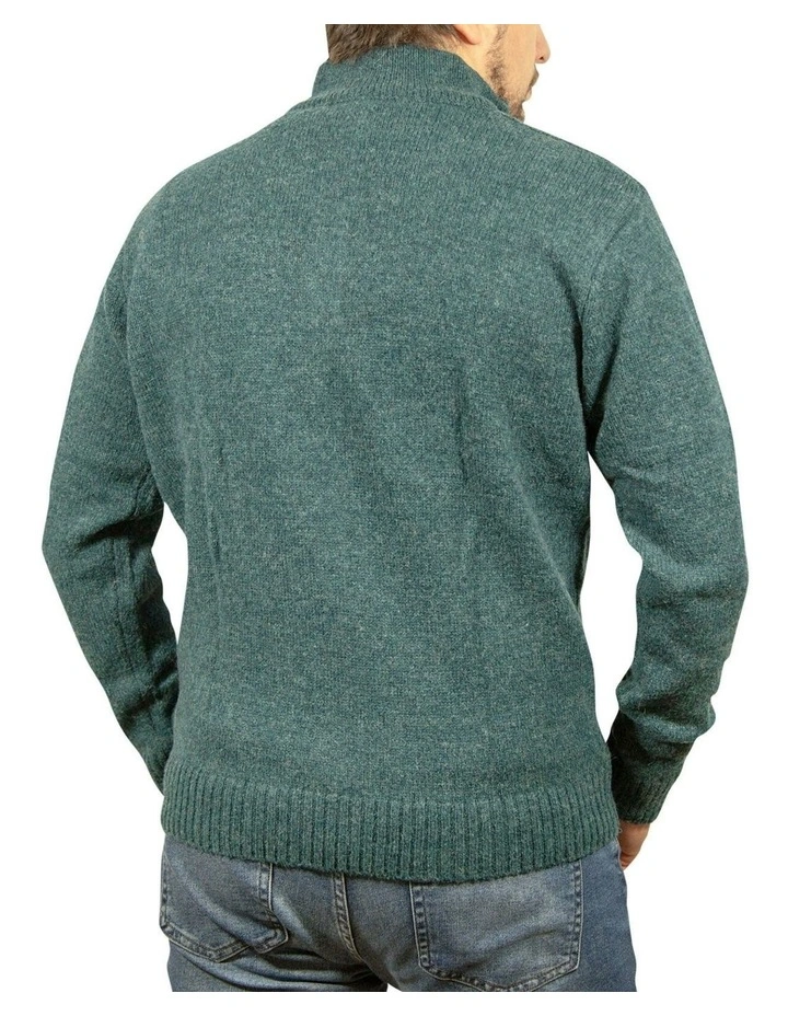 Half Zip Up Knit Jumper in Green image 2