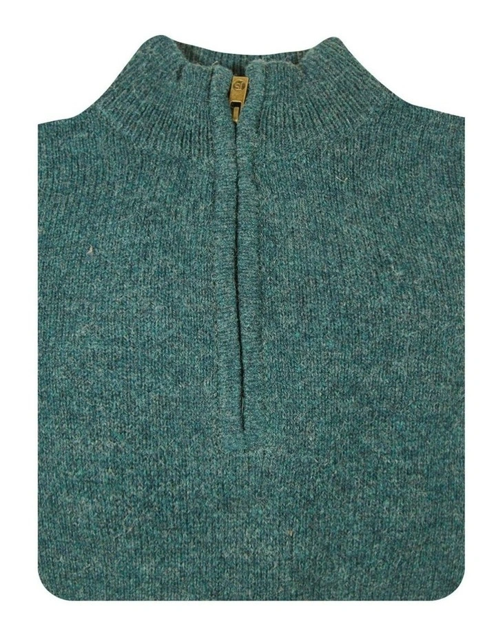 Half Zip Up Knit Jumper in Green image 3