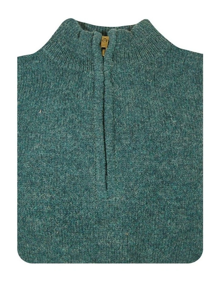Half Zip Up Knit Jumper in Green image 3
