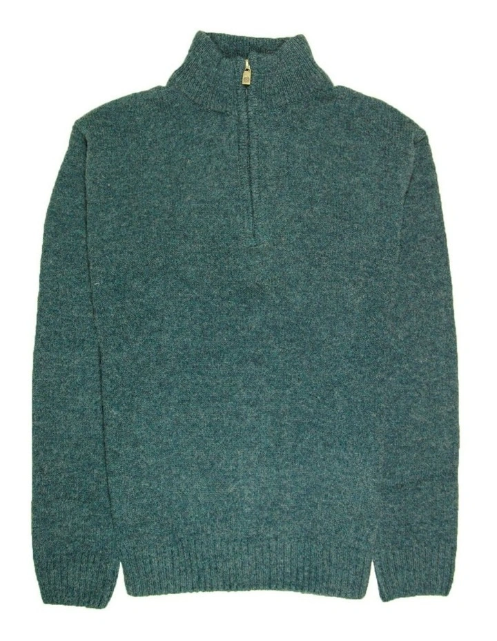 Half Zip Up Knit Jumper in Green image 4