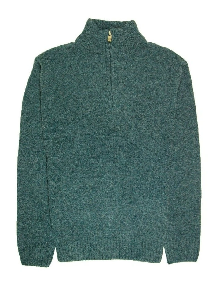 Half Zip Up Knit Jumper in Green image 4