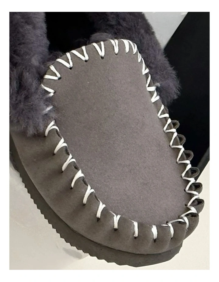 Australian Merino Sheepskin Moccasins Slippers UGG in Grey image 2