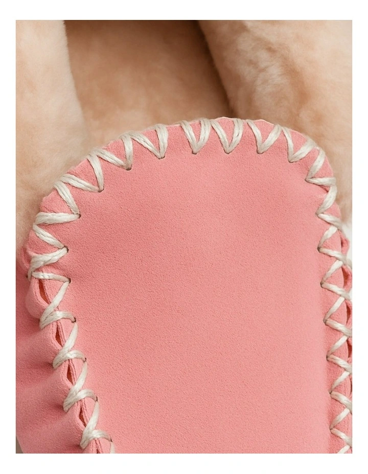 100% Australian Merino Sheepskin Moccasins Slippers in Hot Pink image 2