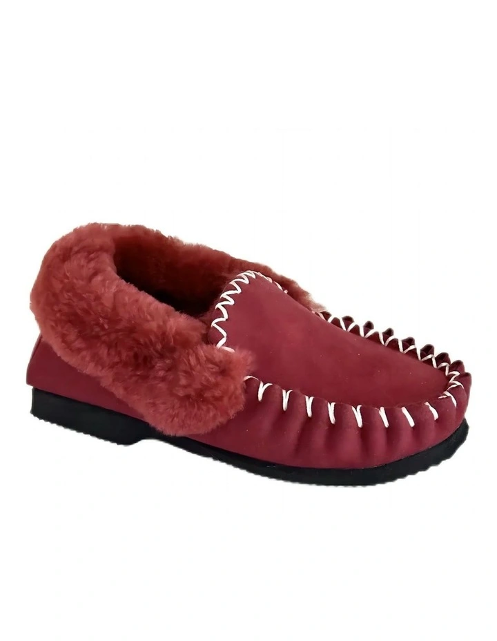 Australian Merino Sheepskin Moccasins Shoes in Burgundy image 2