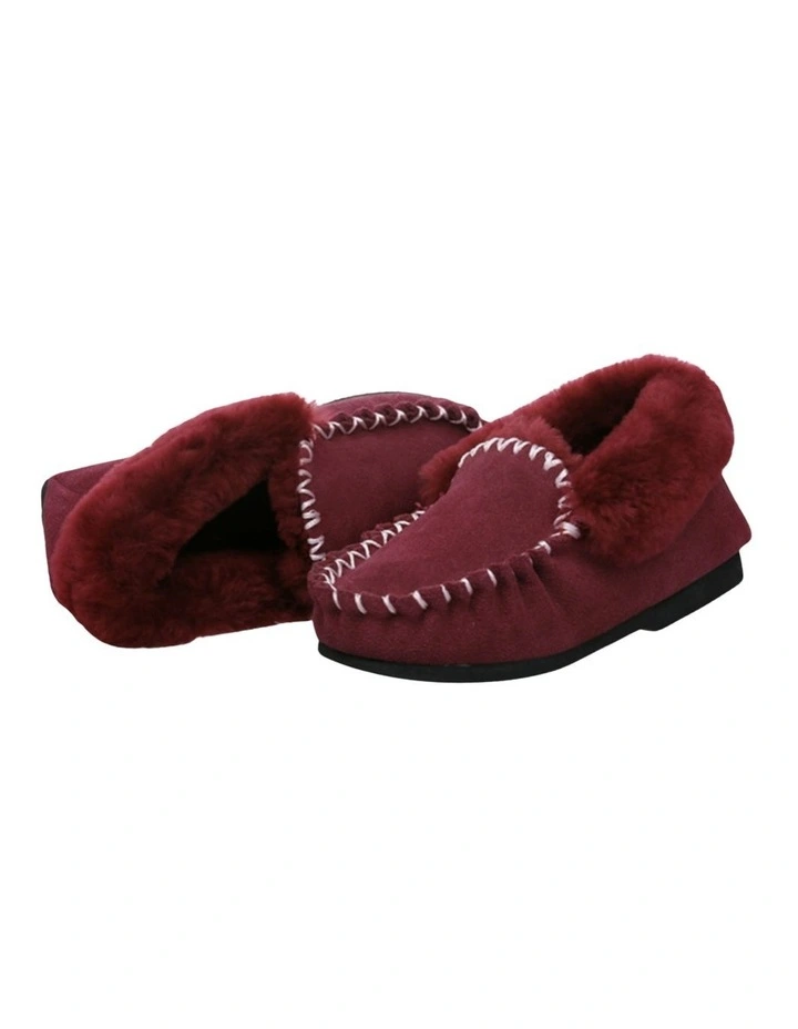 Australian Merino Sheepskin Moccasins Shoes in Burgundy image 3