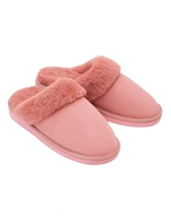 Sheepskin Wool Scuffs Slip On Winter Ugg Slippers in Pink