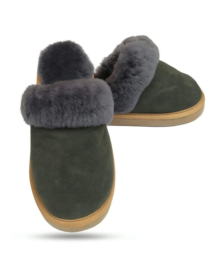 Sheepskin Wool Scuffs Slip On Winter Ugg Slippers in Grey image 1