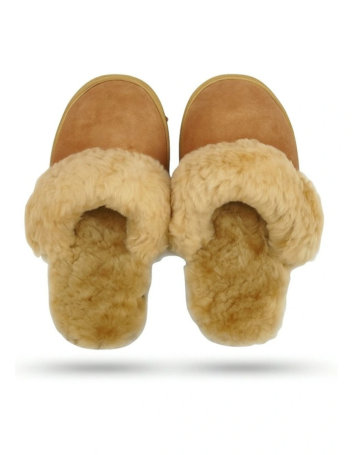 Sheepskin Wool Scuffs Slip On Winter Ugg Slippers in Chestnut image 2