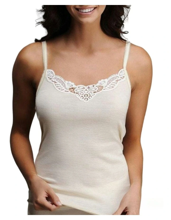 Thermal Poly Cotton Camisole Cami Top in White image 1
