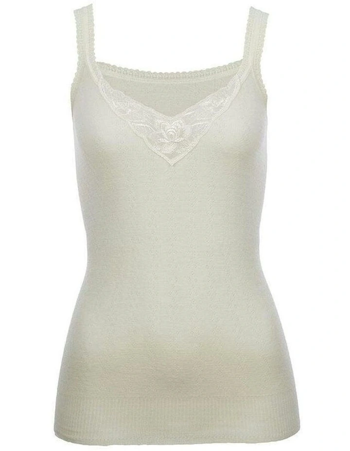 Thermal Poly Cotton Camisole Cami Top in White image 2