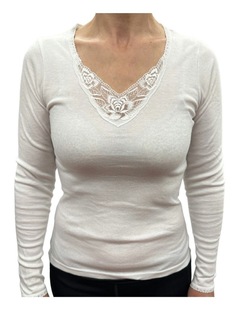 Thermal Long Sleeve Poly Cotton Spencer Top in White