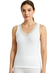 Sleeveless Motif Base Layer Singlet in White