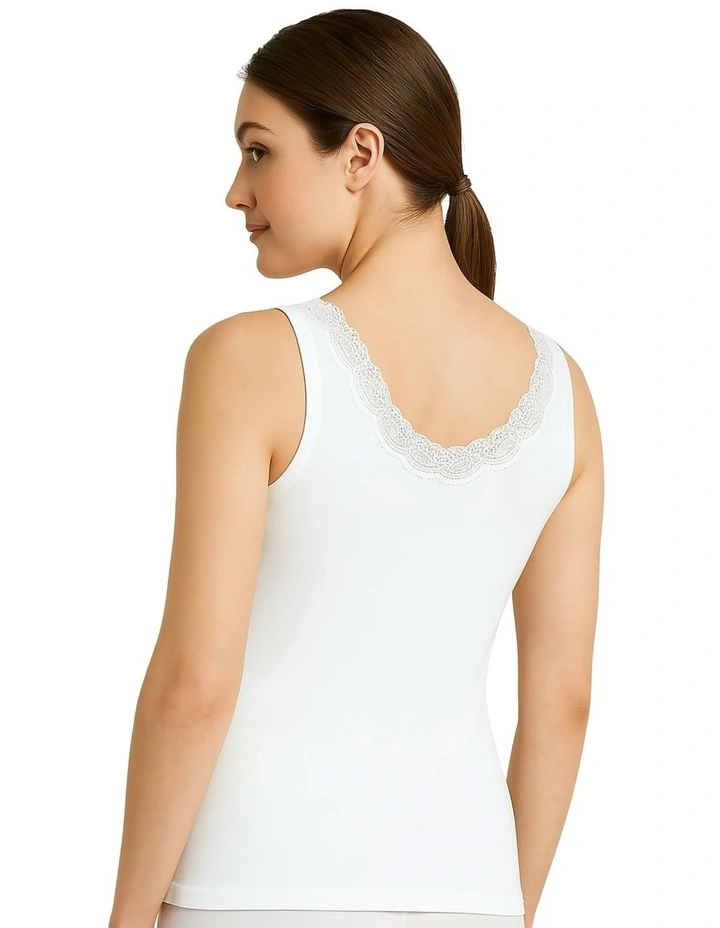 Sleeveless Motif Base Layer Singlet in White image 2