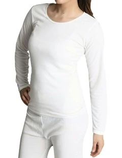 Thermal Cotton Long Sleeve Spencer Tops in Beige