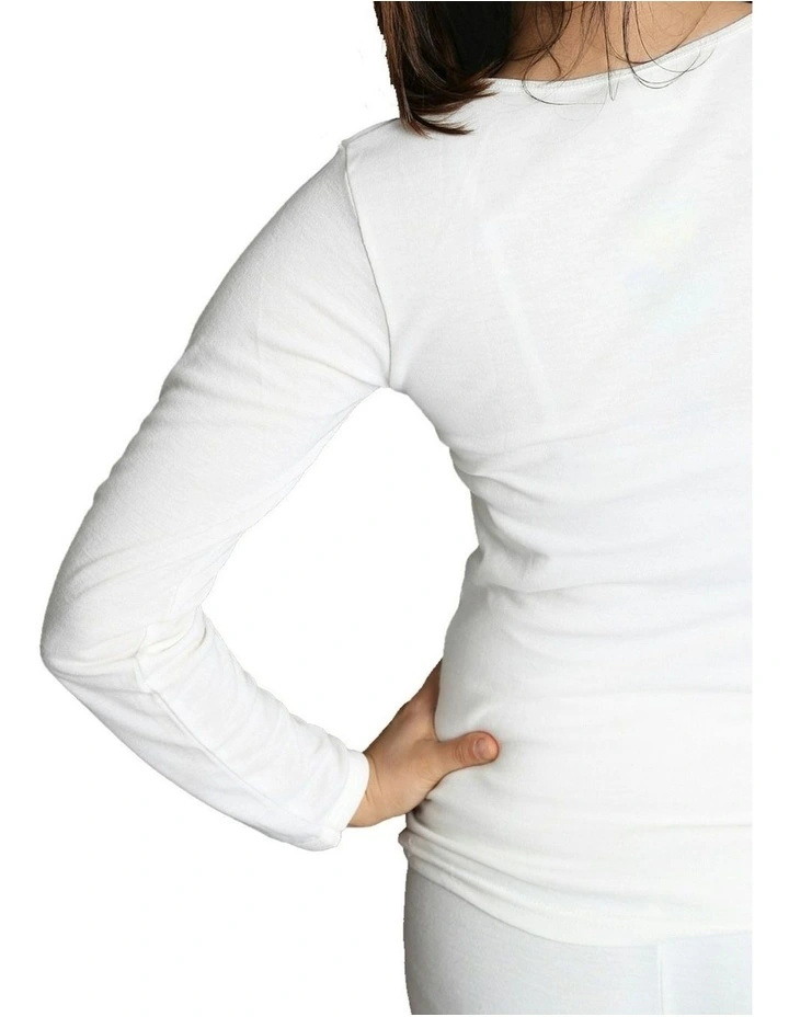 Thermal Cotton Long Sleeve Spencer Tops in Beige image 2
