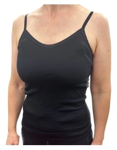 Pure Wool Camisole Thermal Singlet in Black