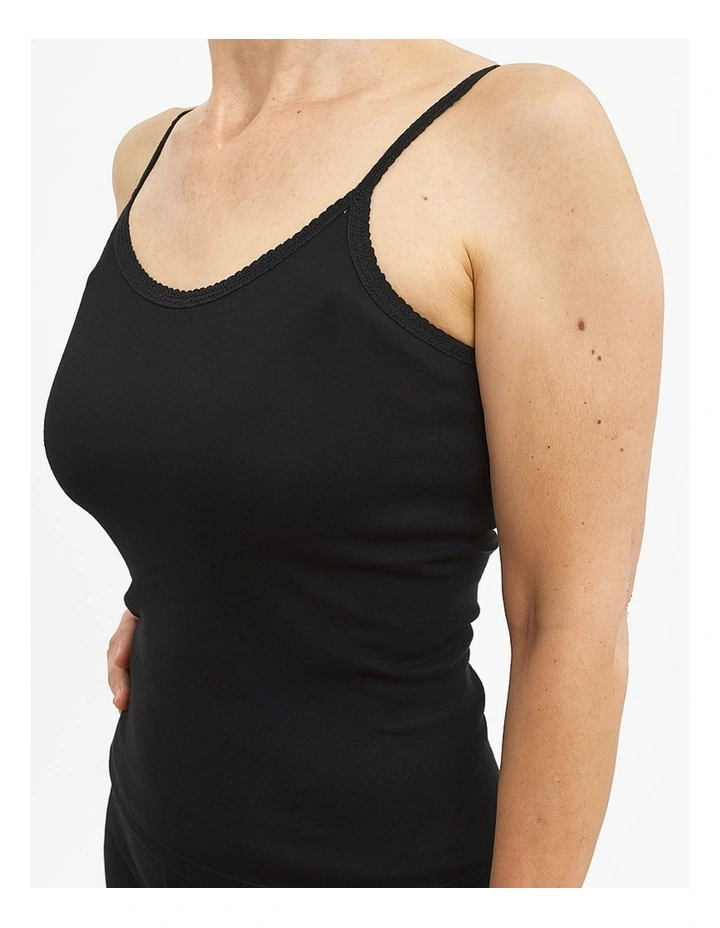 Pure Wool Camisole Thermal Singlet in Black image 3