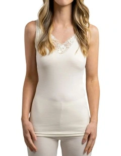 Sleeveless Thermal Tank Top in White