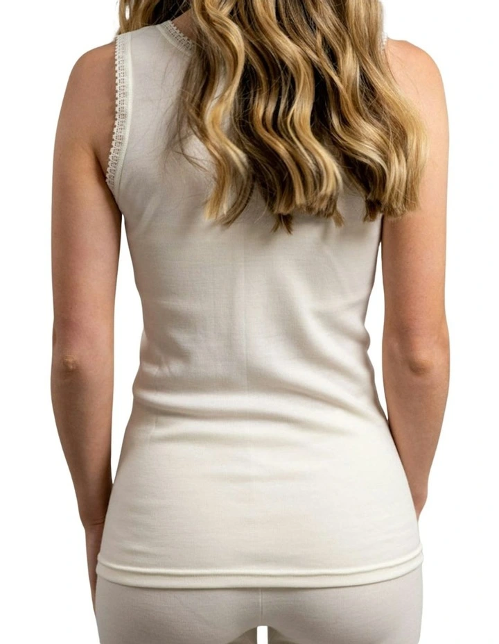 Sleeveless Thermal Tank Top in White image 2
