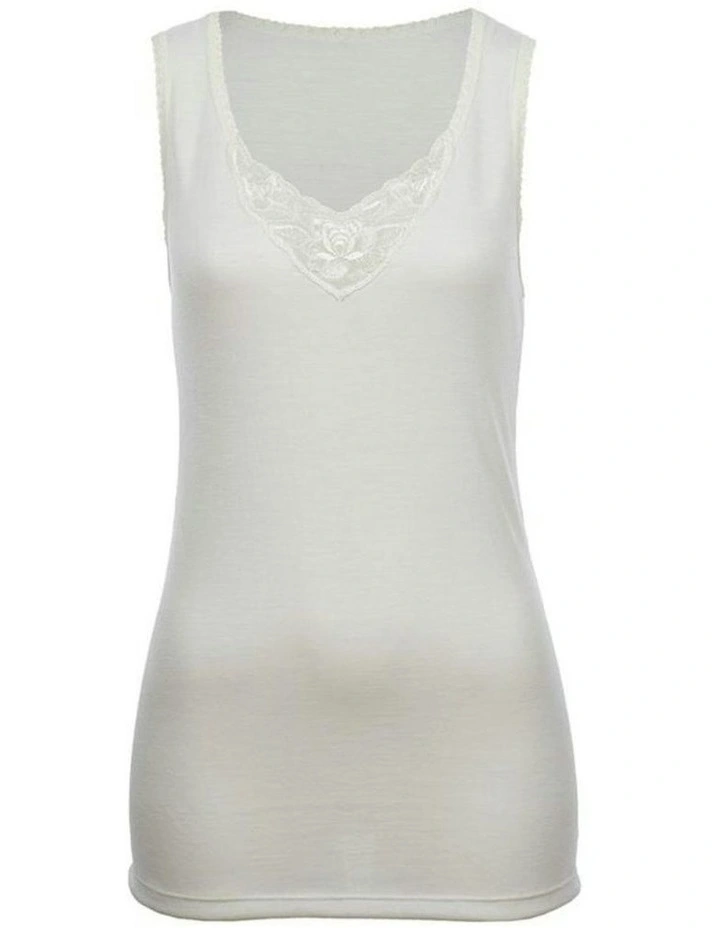 Sleeveless Thermal Tank Top in White image 5