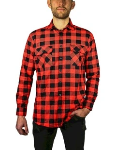 Quilted Flannelette Shirt Jacket in Red